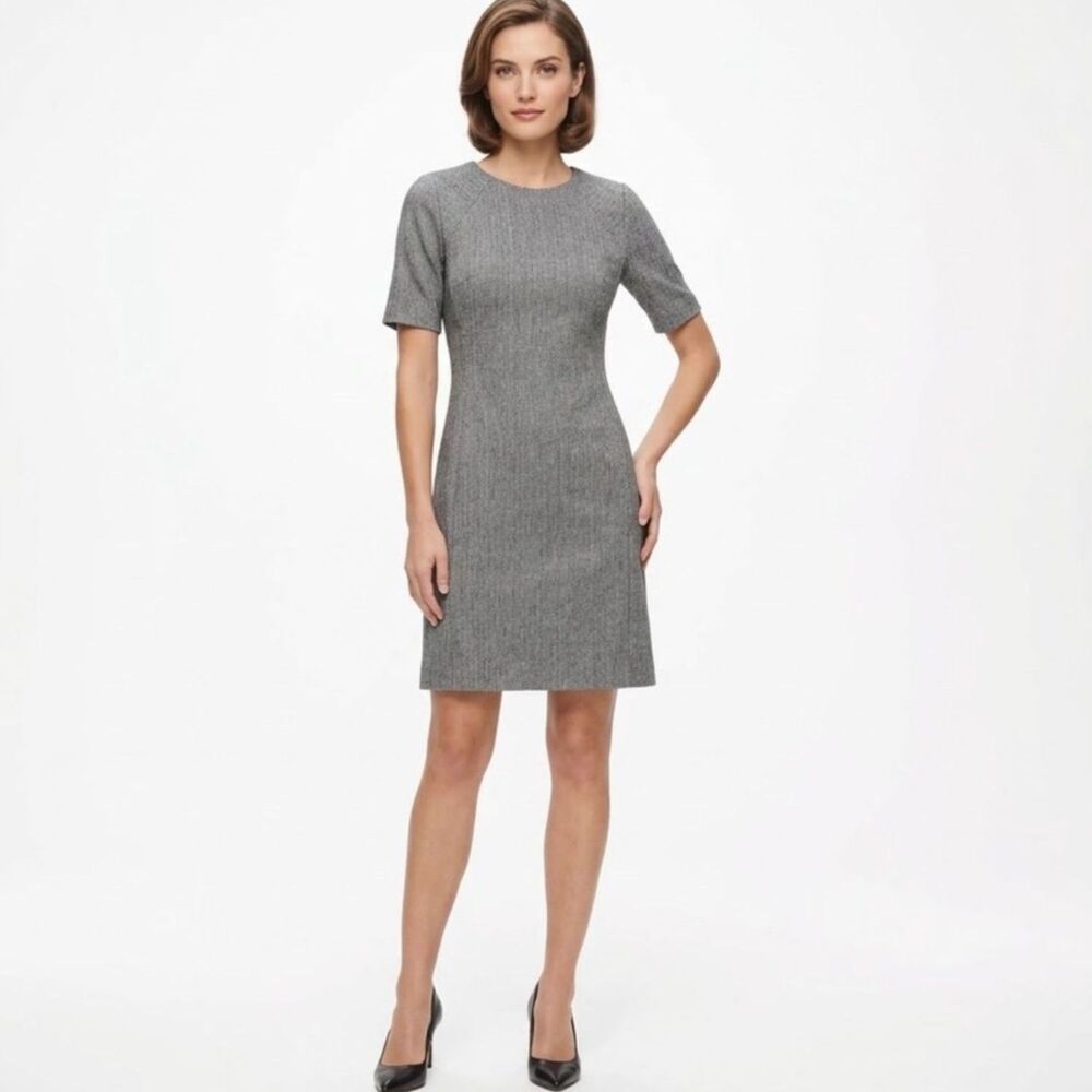 Banana Republic Women's NWOT Gray Herringbone SS Career Sheath Dress Size 6